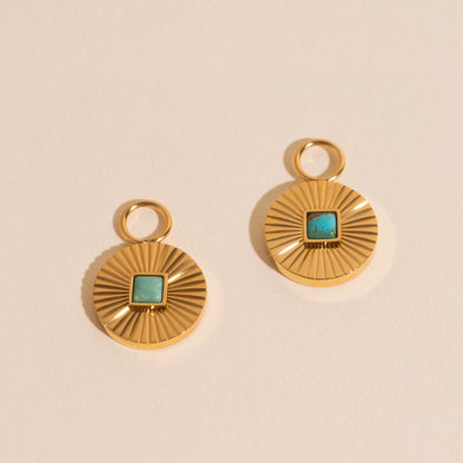 Sunburst Turquoise Chunky Huggie Hoop Charms
