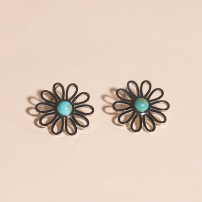 Turquoise Flower Stud Earrings