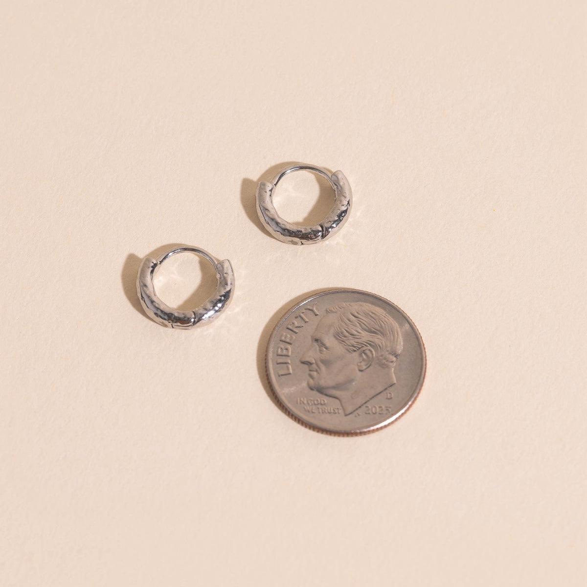 Hammered Tiny Huggie Hoop Earrings