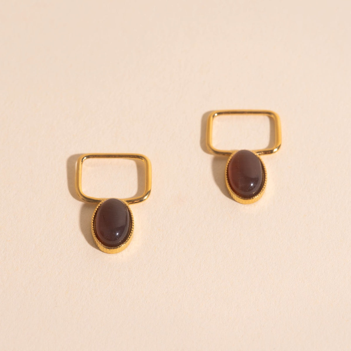 Brown Stone Mega Huggie Hoop Charms