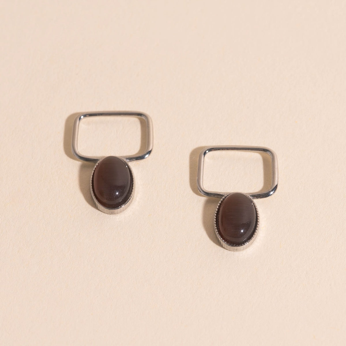 Brown Stone Mega Huggie Hoop Charms