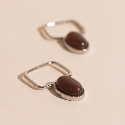 Brown Stone Mega Huggie Hoop Charms