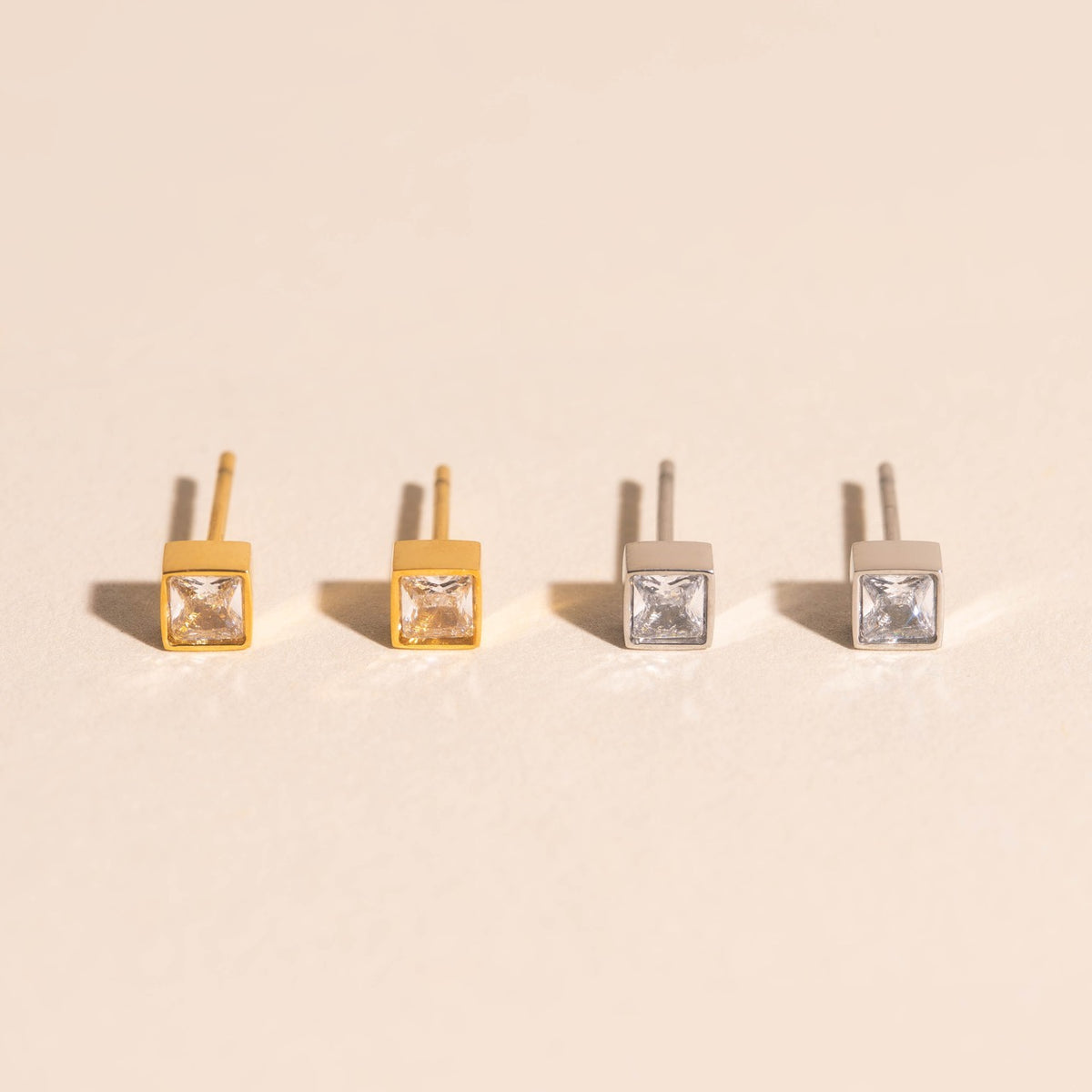 Square Crystal Mini Stud Earrings