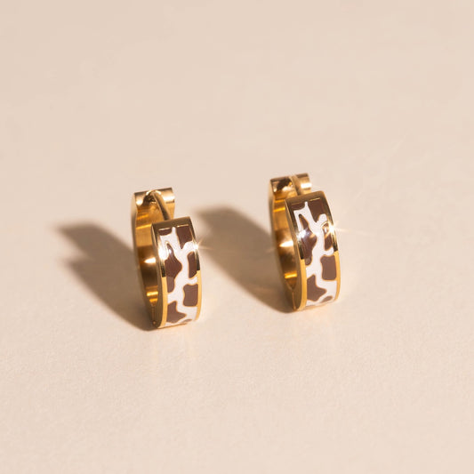 Cow Chunky Huggie Hoop Earrings