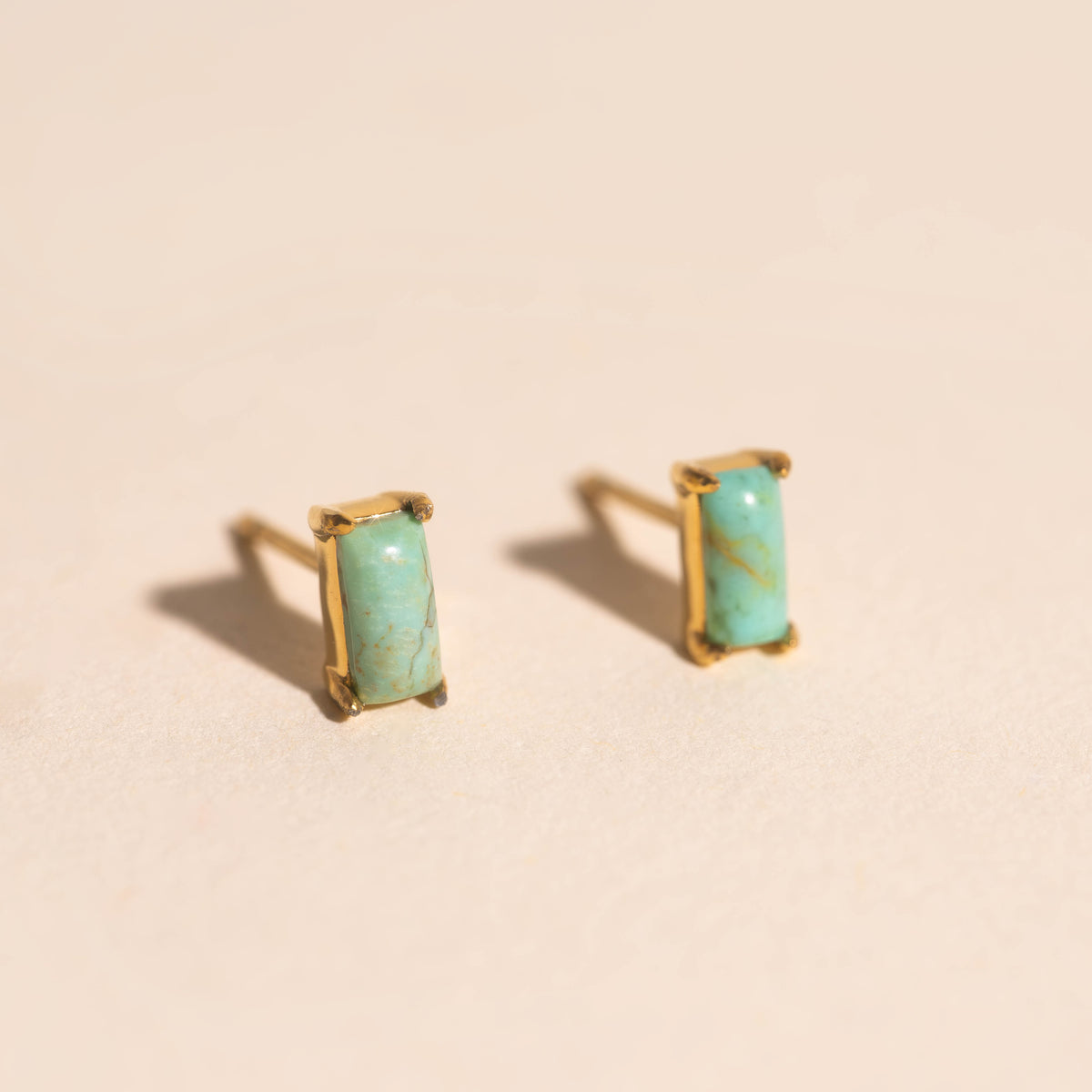 Rectangle Turquoise Stud Earrings