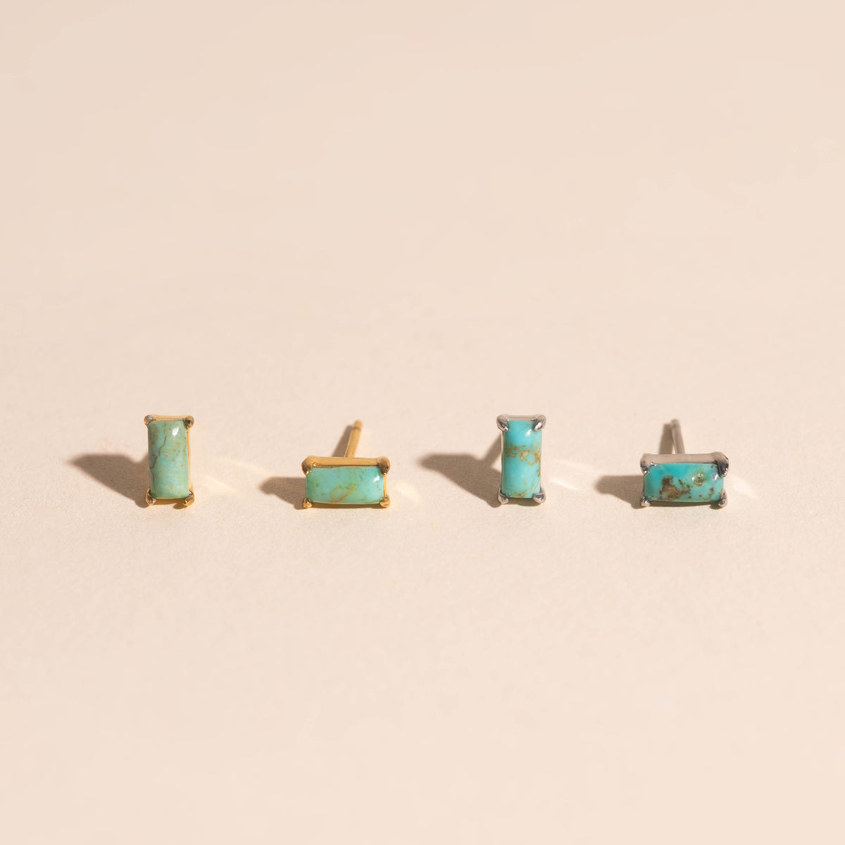 Rectangle Turquoise Stud Earrings