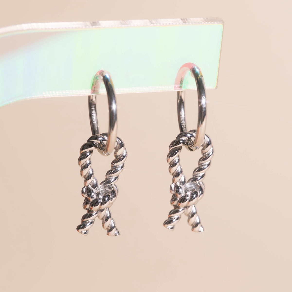 Rope Knot Huggie Hoop Charms