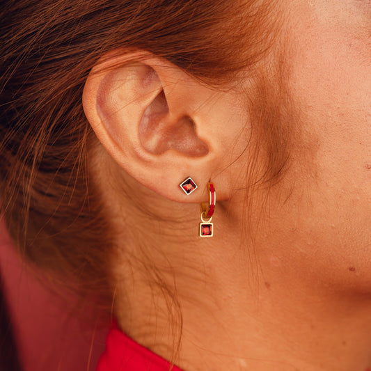 July Birthstone Huggie Hoop Charms