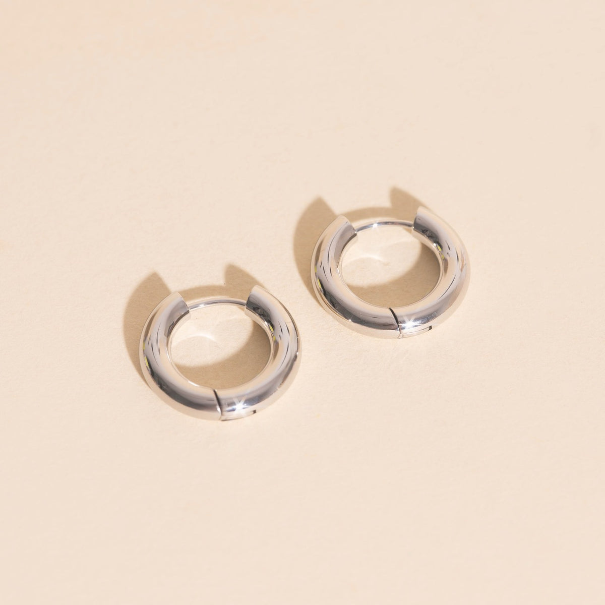Titanium Chunky Rounded Huggie Hoop Earrings - FeatherTUFF™