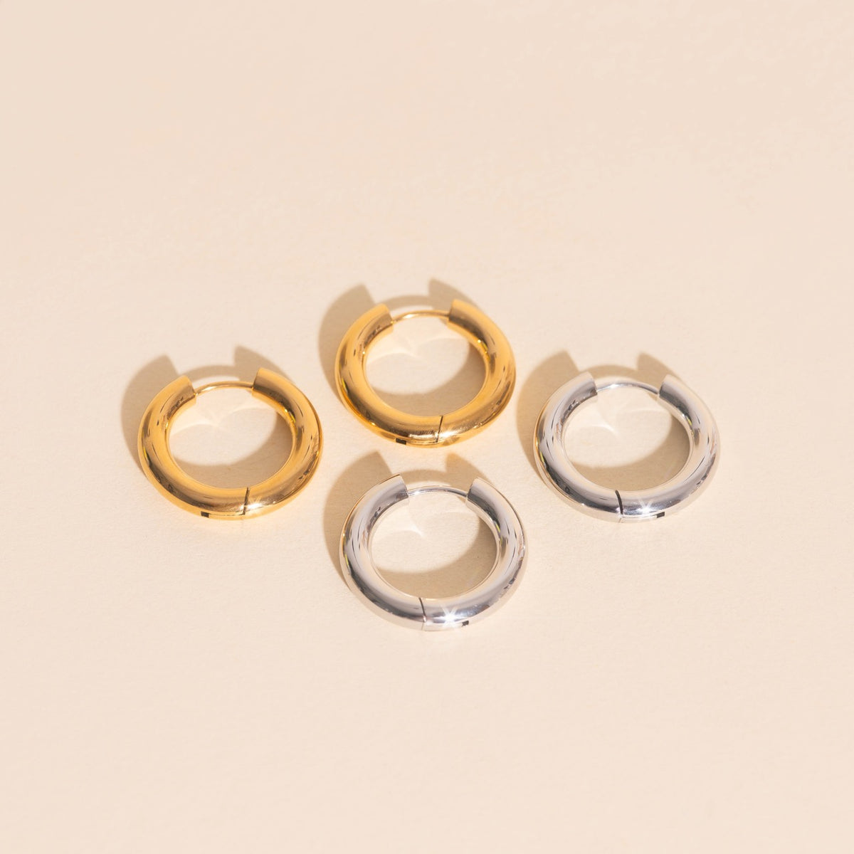 Titanium Chunky Rounded Huggie Hoop Earrings - FeatherTUFF™