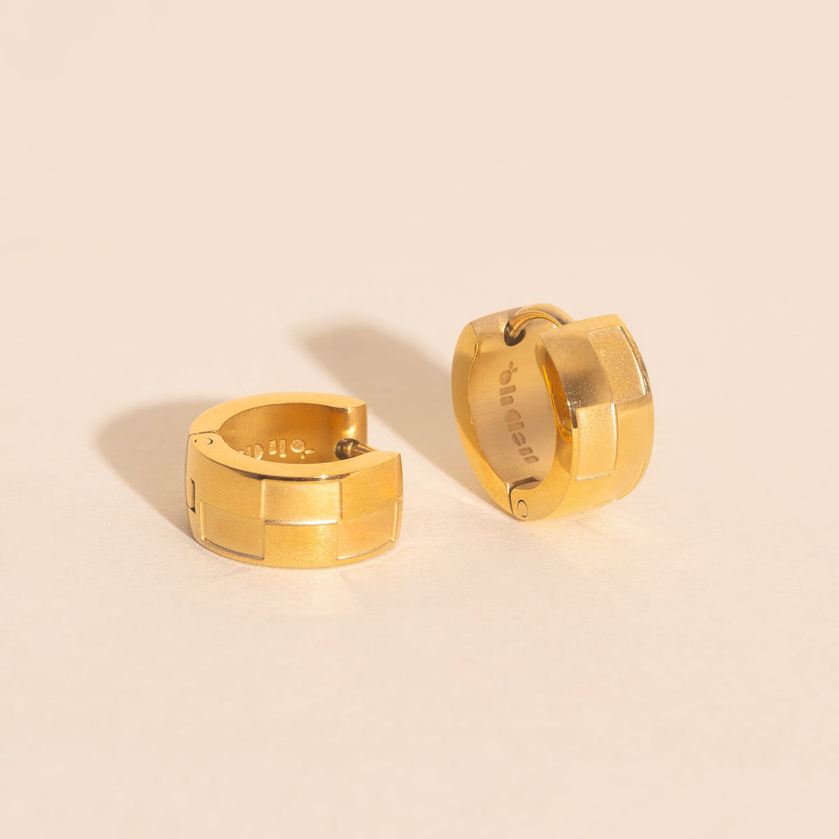 Naked Checkered Rounded Super Chunky Huggie Hoop Earrings