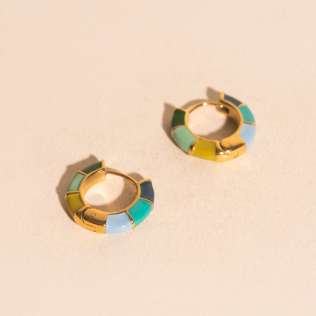 Color Block Huggie Hoop Earrings