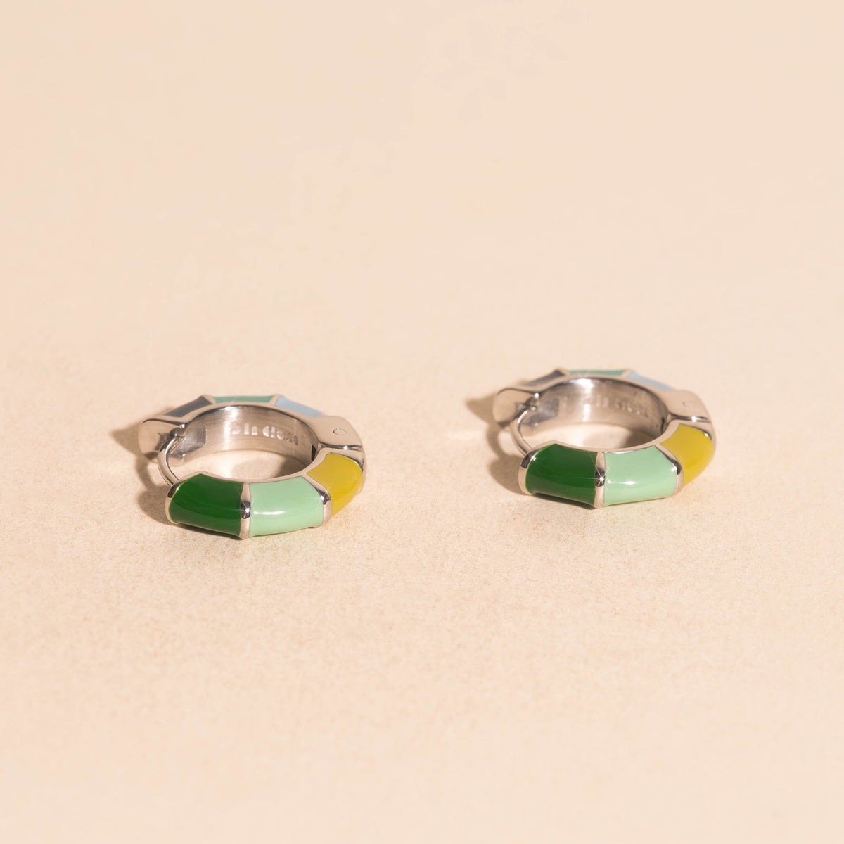 Color Block Huggie Hoop Earrings