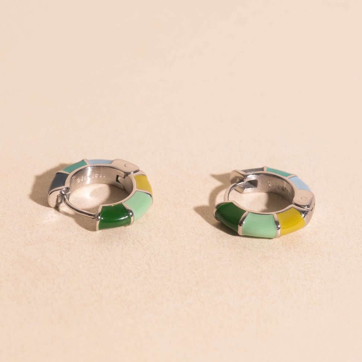 Color Block Huggie Hoop Earrings