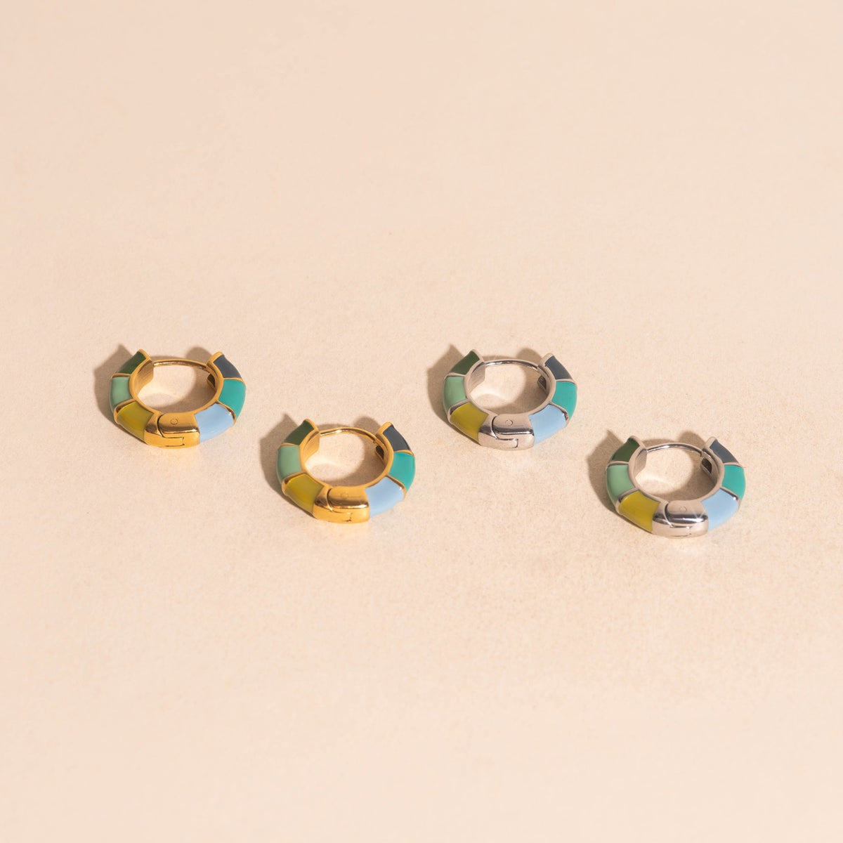 Color Block Huggie Hoop Earrings