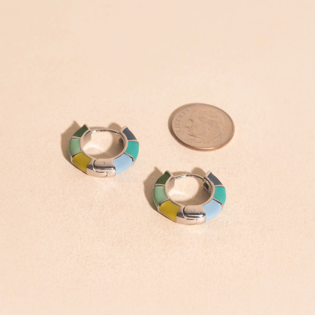 Color Block Huggie Hoop Earrings