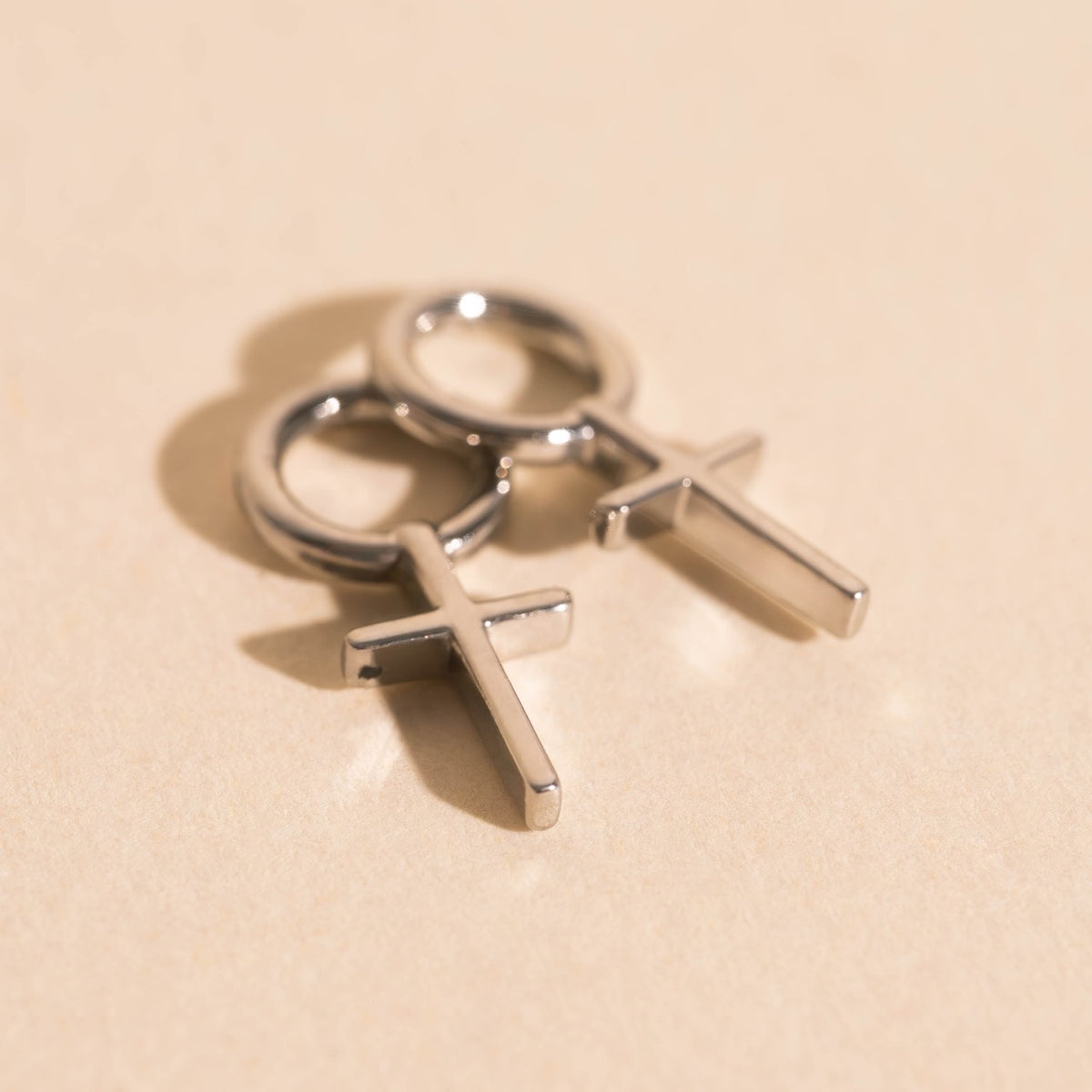 Cross Chunky Huggie Hoop Charms