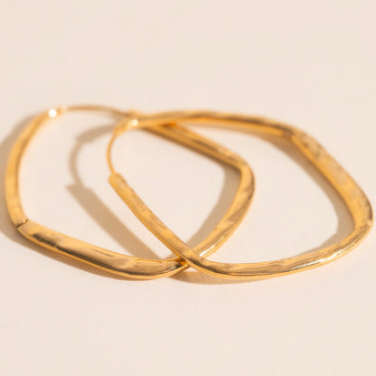 Titanium Hammered Oblong Huggie Hoop Earrings - FeatherTUFF™
