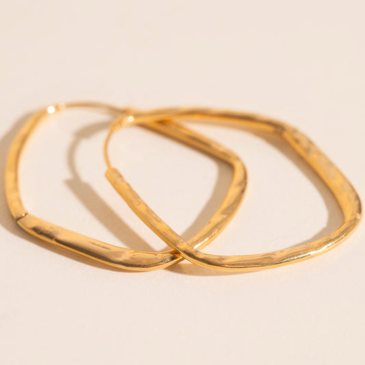 Titanium Hammered Oblong Huggie Hoop Earrings - FeatherTUFF™