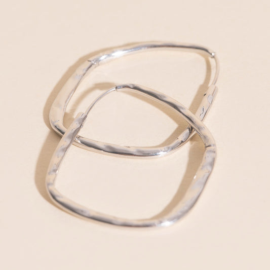 Titanium Hammered Oblong Huggie Hoop Earrings - FeatherTUFF™