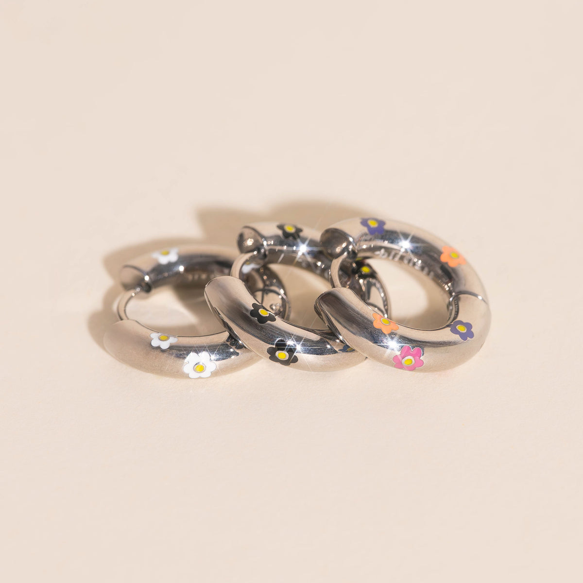 Daisy Chunky Rounded Huggie Hoop Earrings