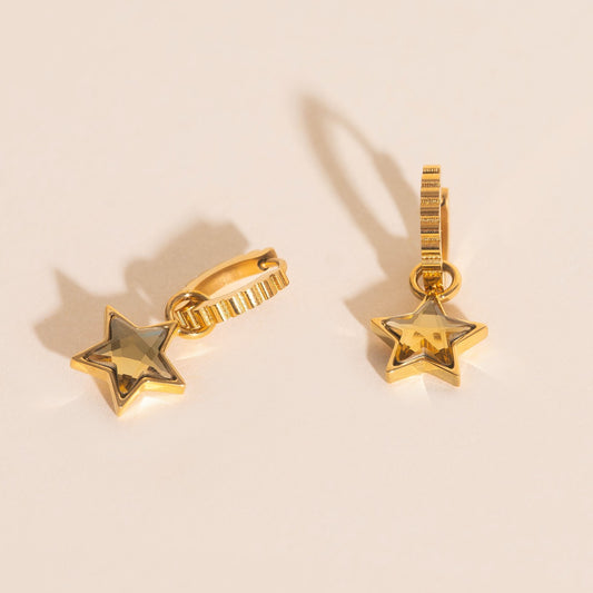 Shiny Star Huggie Hoop Charms