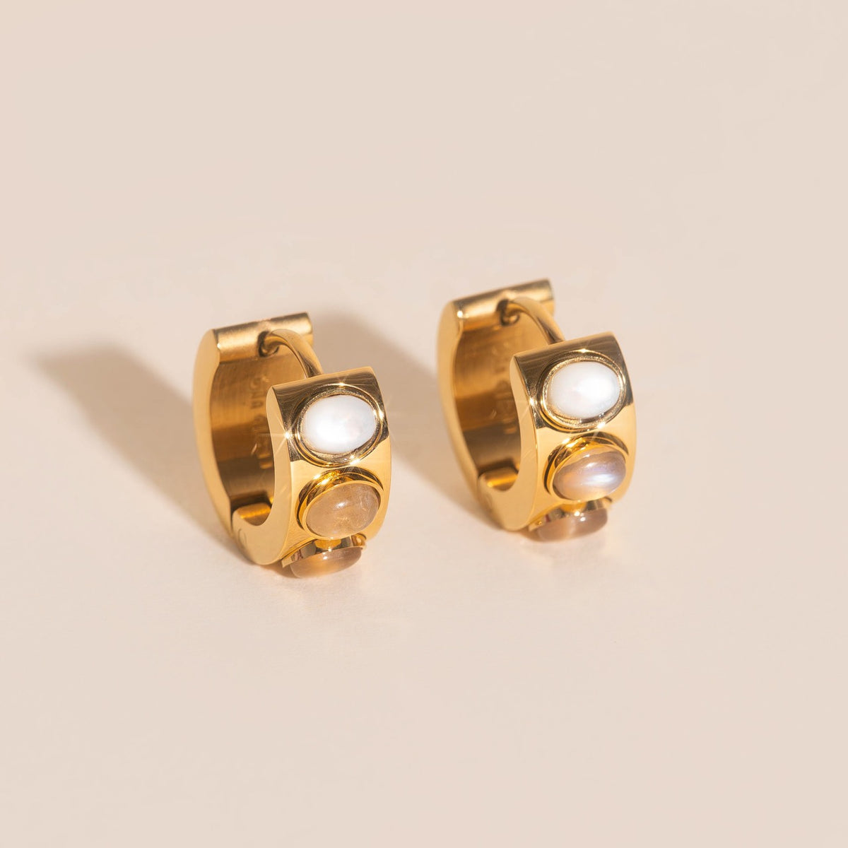 Triple Stone Super Chunky Huggie Hoop Earrings