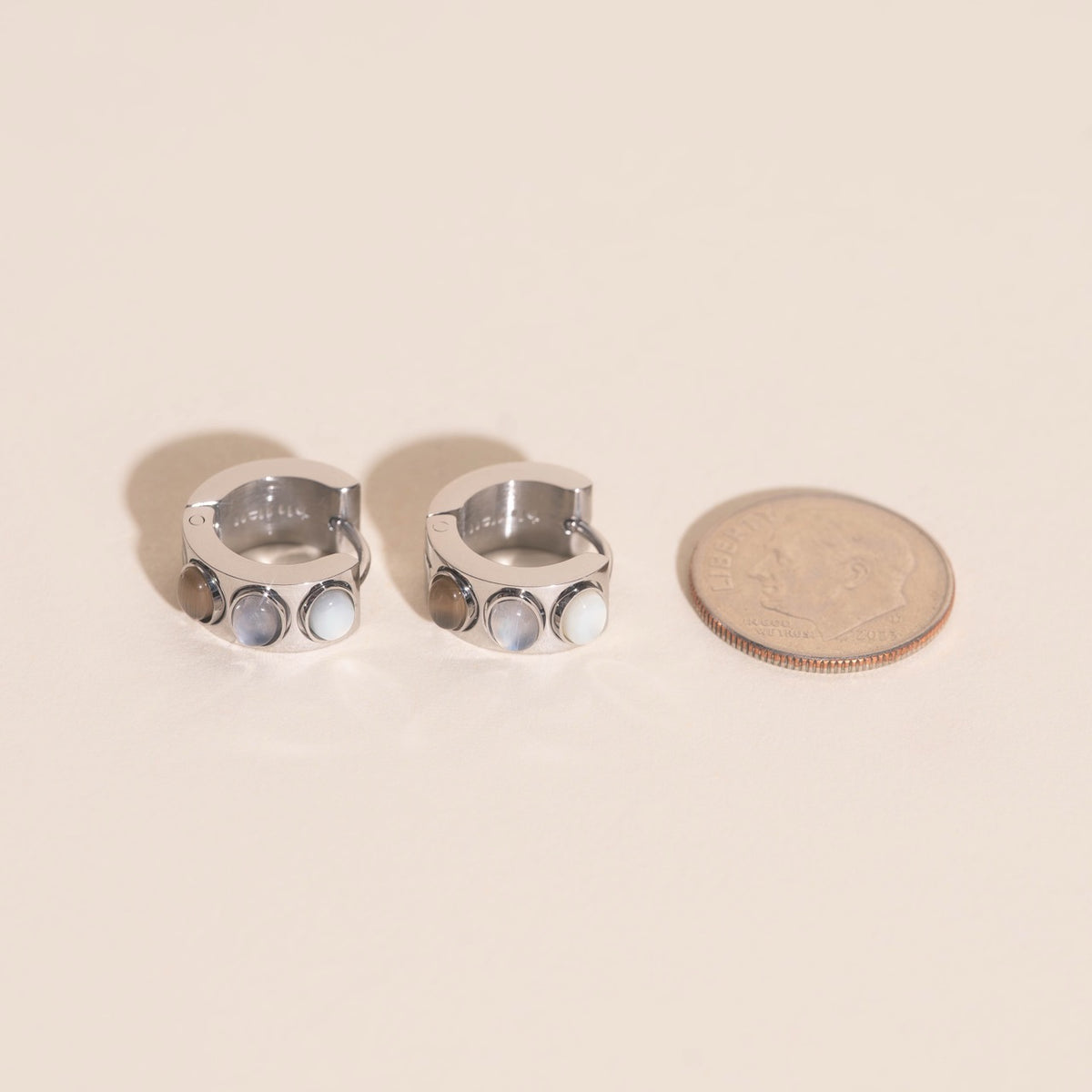 Triple Stone Super Chunky Huggie Hoop Earrings