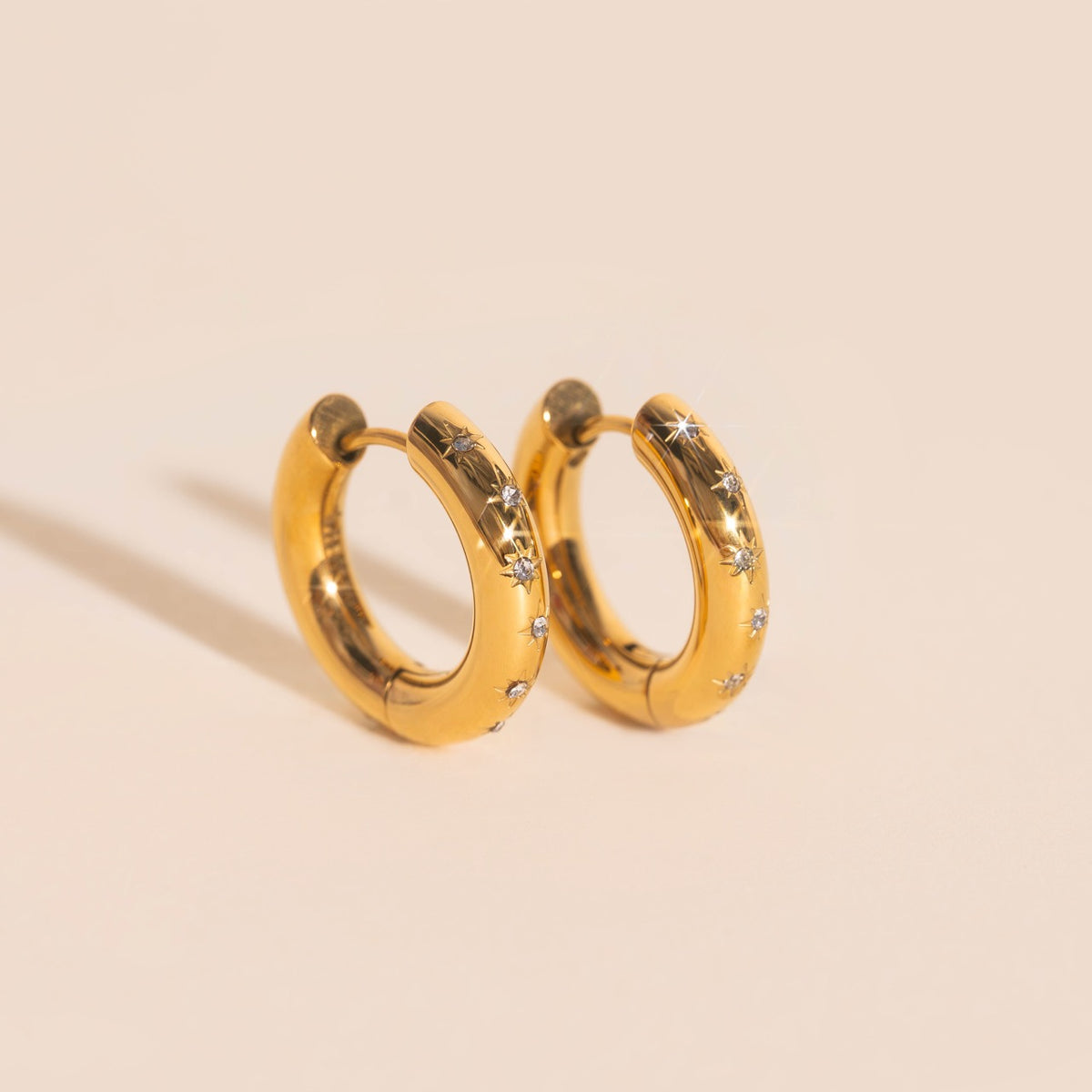 Starburst Chunky Rounded Huggie Hoop Earrings