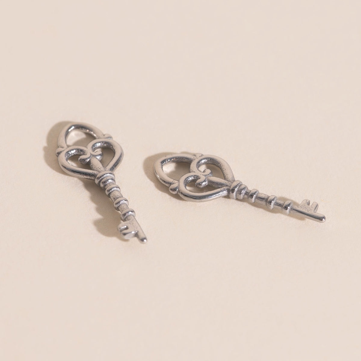 Key Heart Huggie Hoop Charms