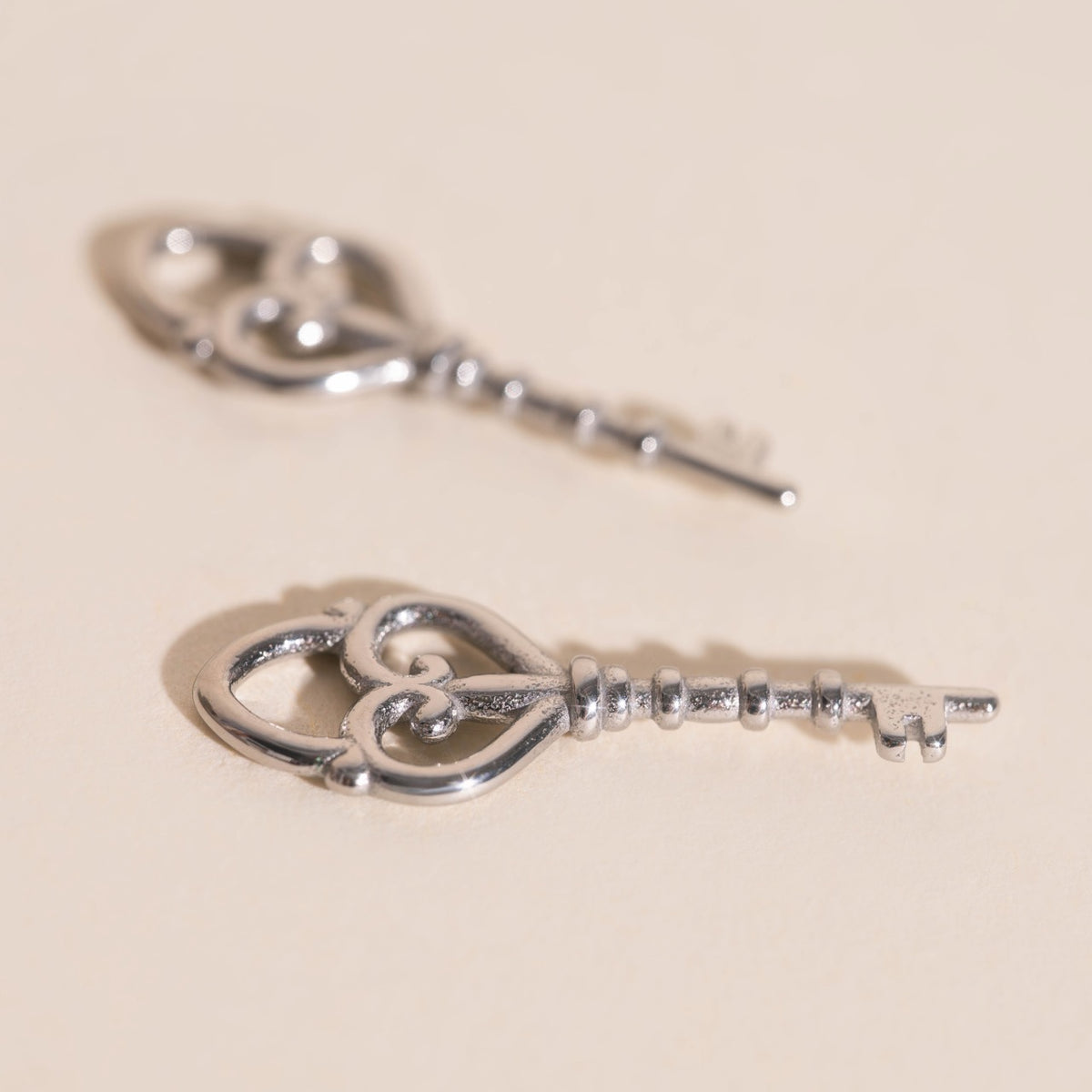 Key Heart Huggie Hoop Charms