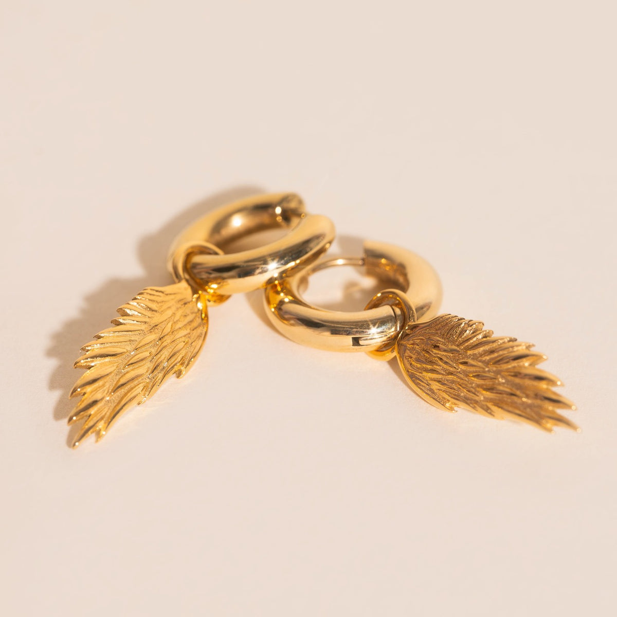 Wing Chunky Huggie Hoop Charms