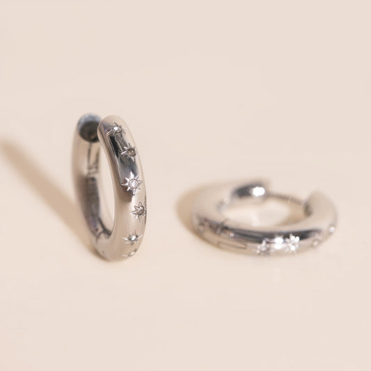 Starburst Chunky Rounded Huggie Hoop Earrings