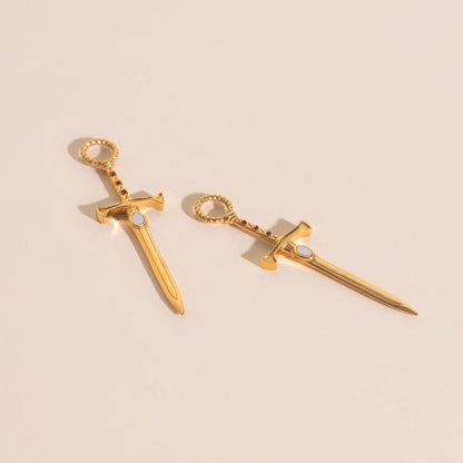 Sword Chunky Huggie Hoop Charms