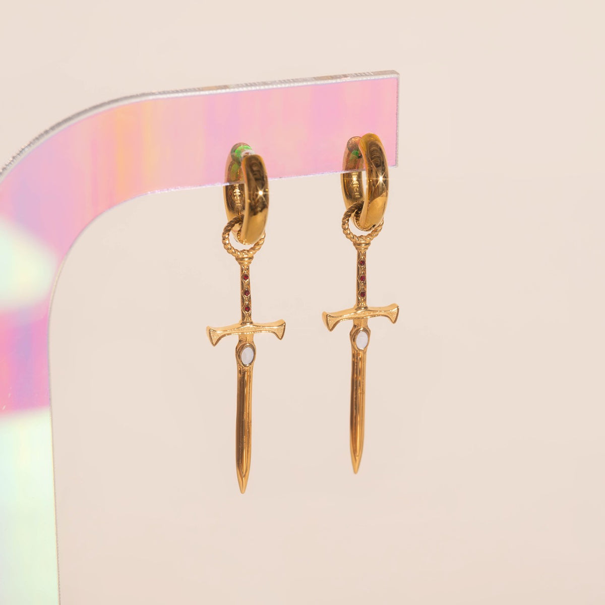 Sword Chunky Huggie Hoop Charms