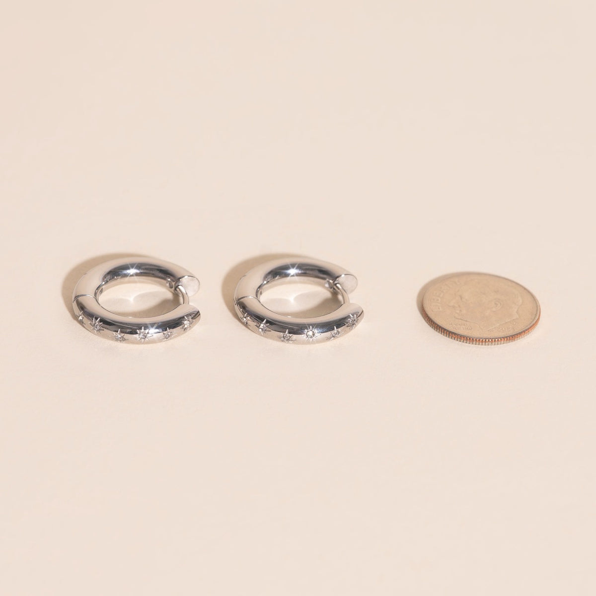 Starburst Chunky Rounded Huggie Hoop Earrings