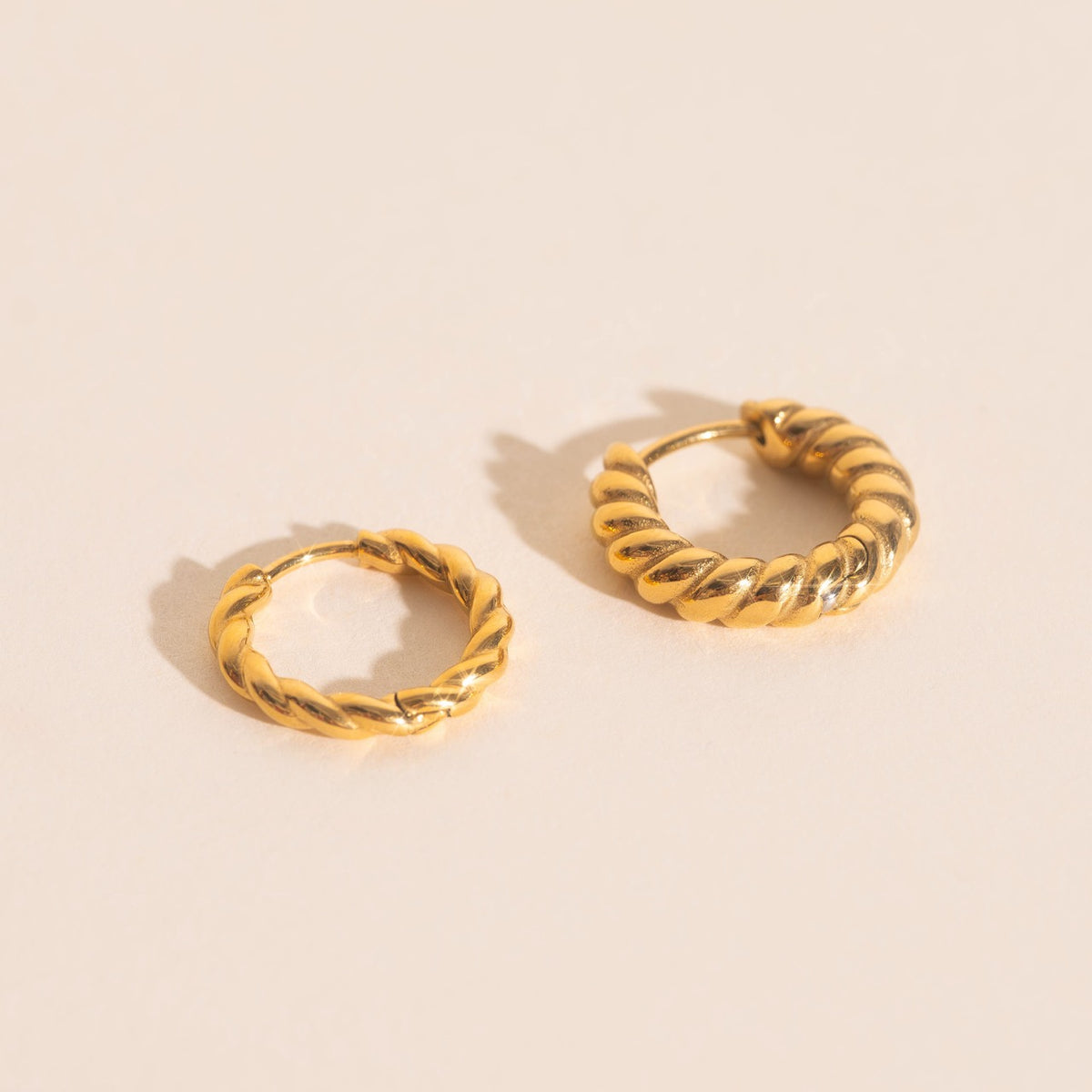 Twisted Rope Rounded Huggie Hoop Earrings