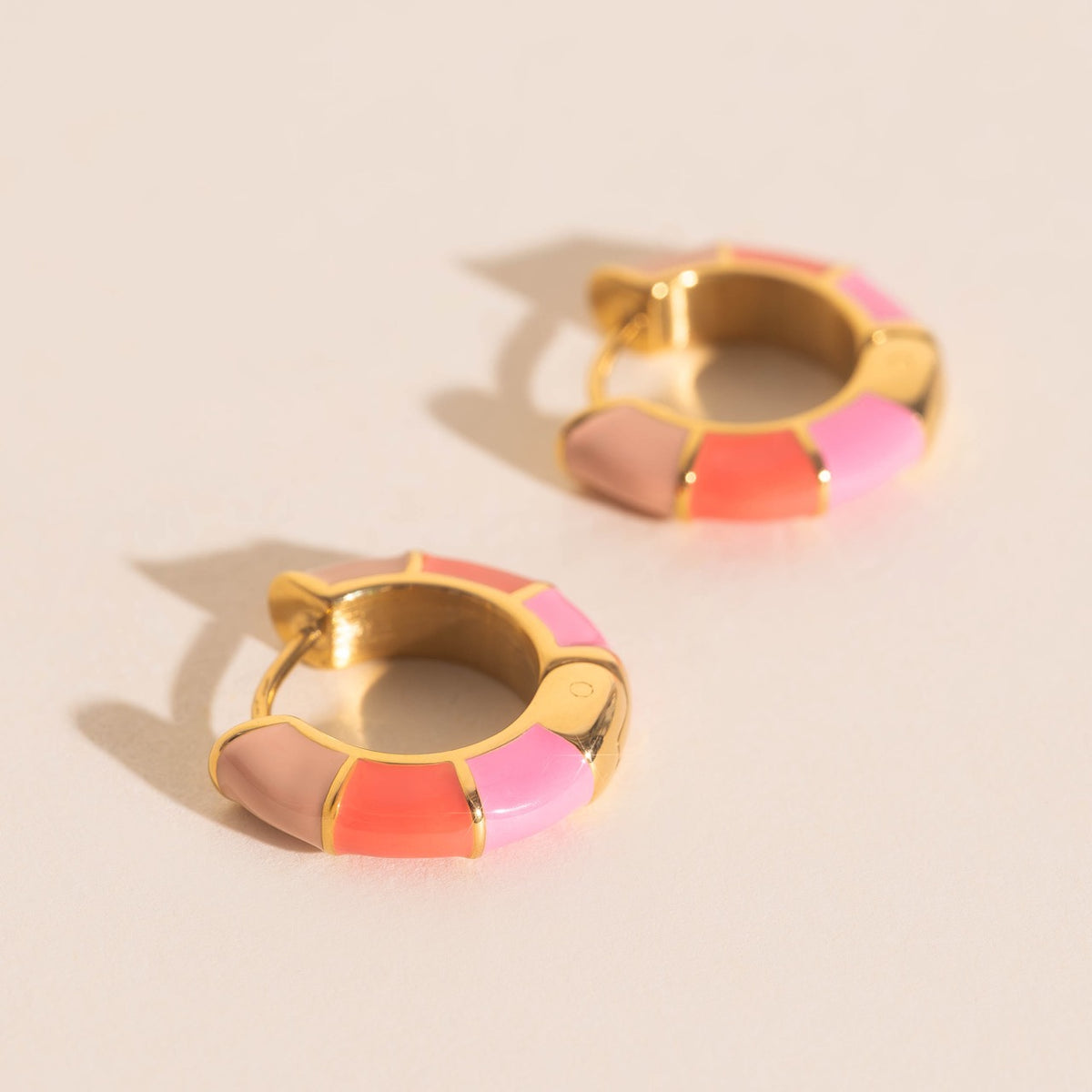 Color Block Huggie Hoop Earrings
