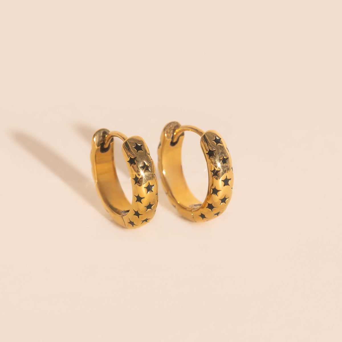Black Star Chunky Huggie Hoop Earrings