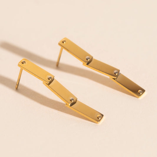 Flat Hammered Bar Stud Earrings