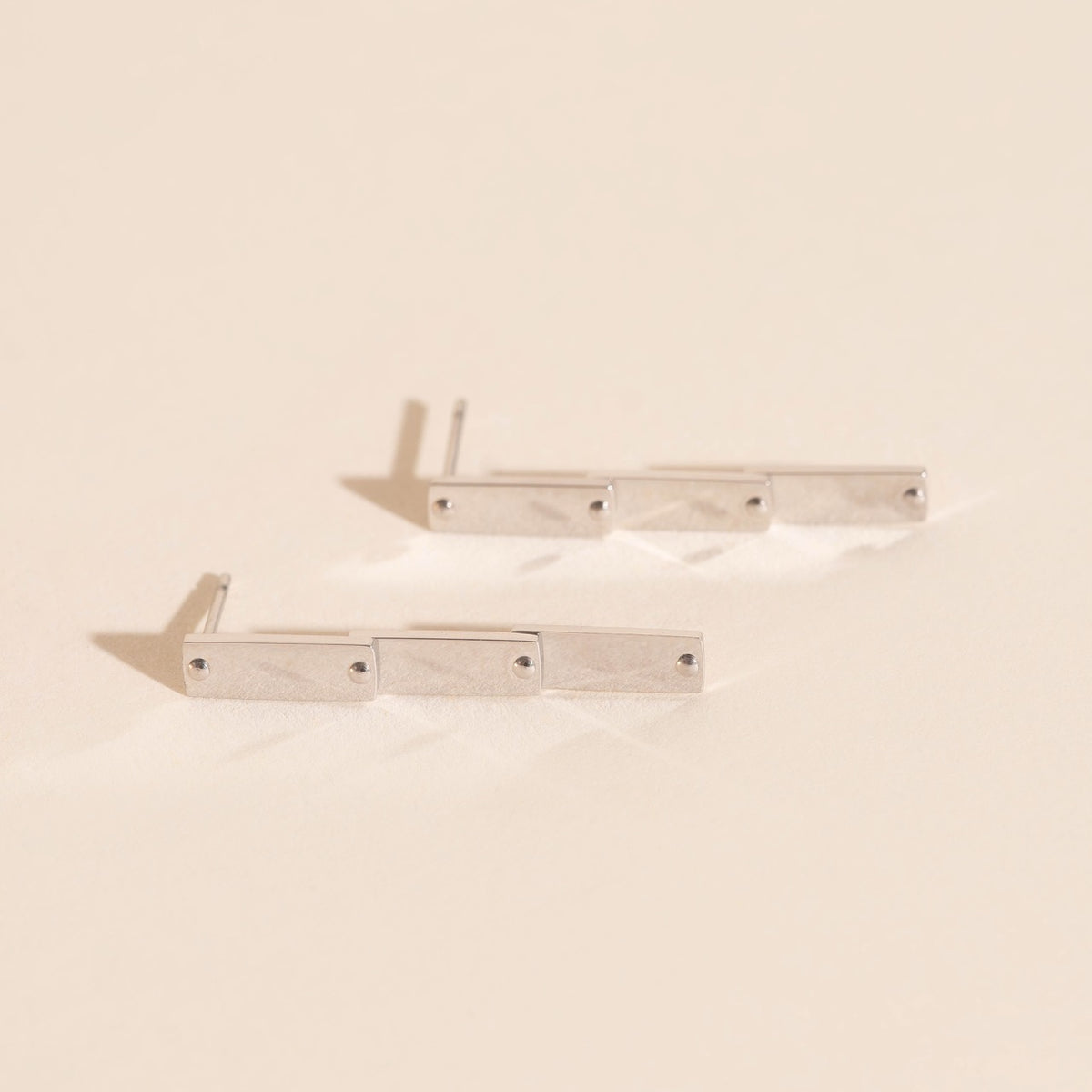 Flat Hammered Bar Stud Earrings