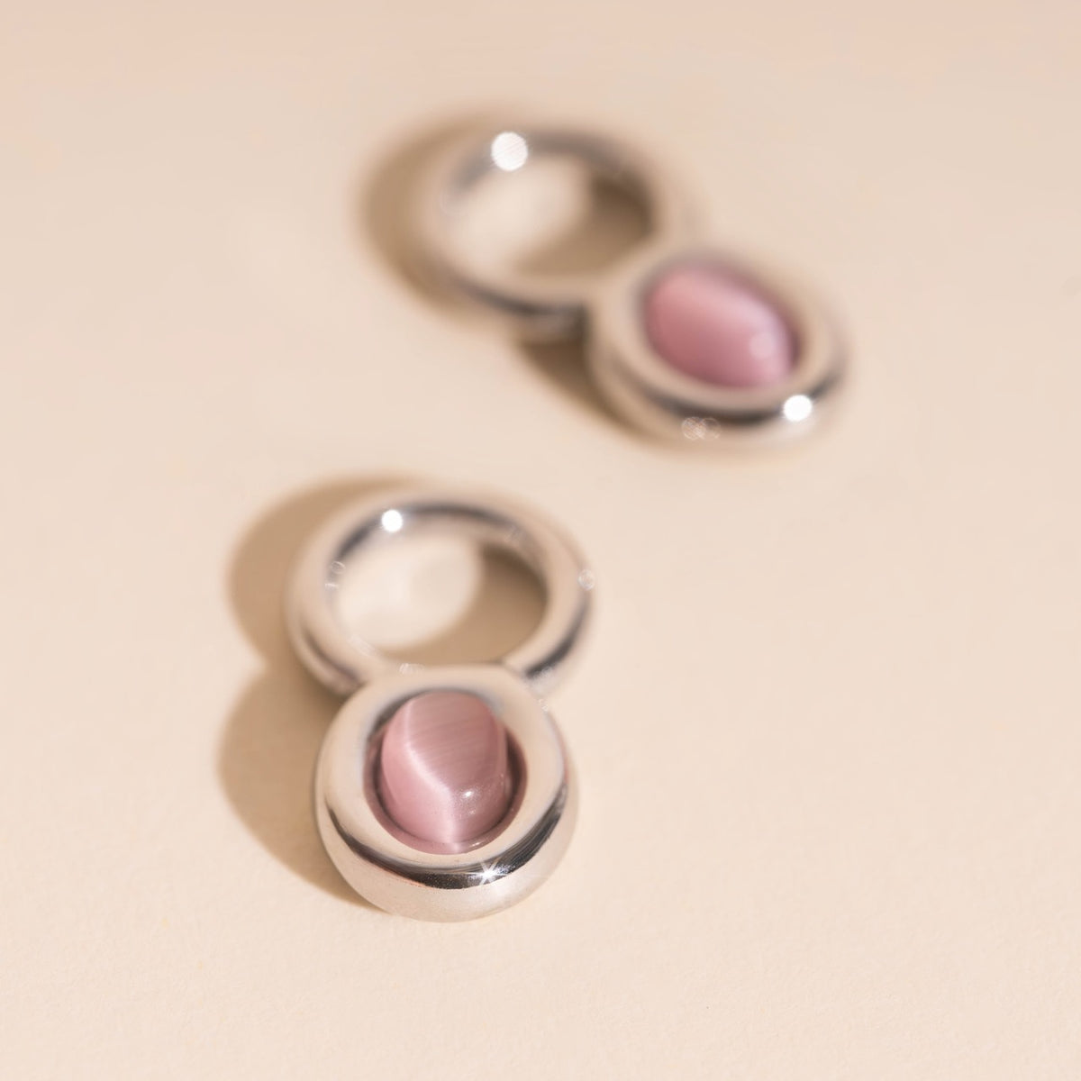 Stone Chunky Huggie Hoop Charms