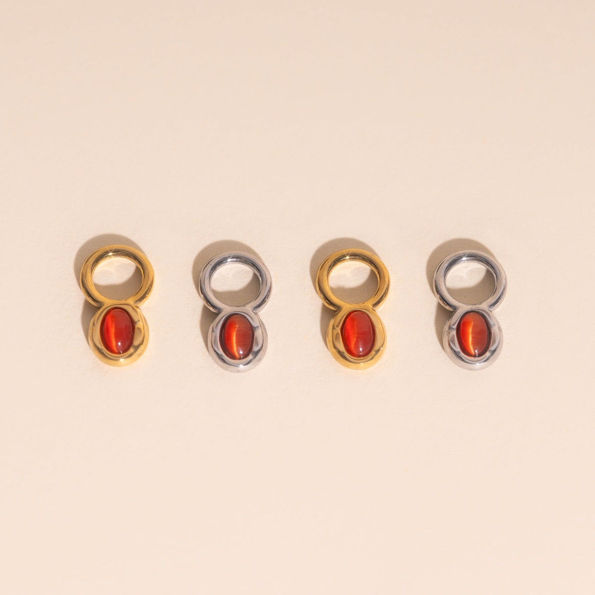 Stone Chunky Huggie Hoop Charms