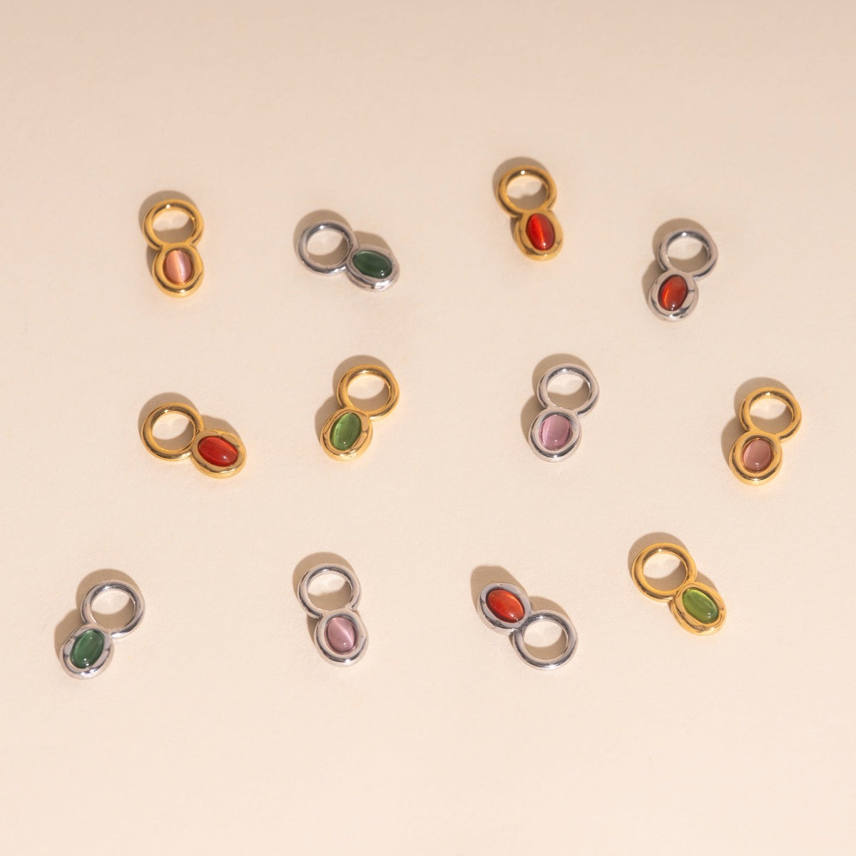Stone Chunky Huggie Hoop Charms