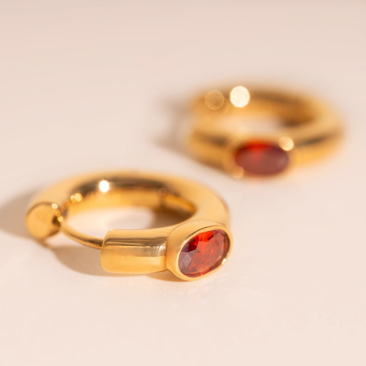 Ruby Chunky Rounded Huggie Hoop Earrings