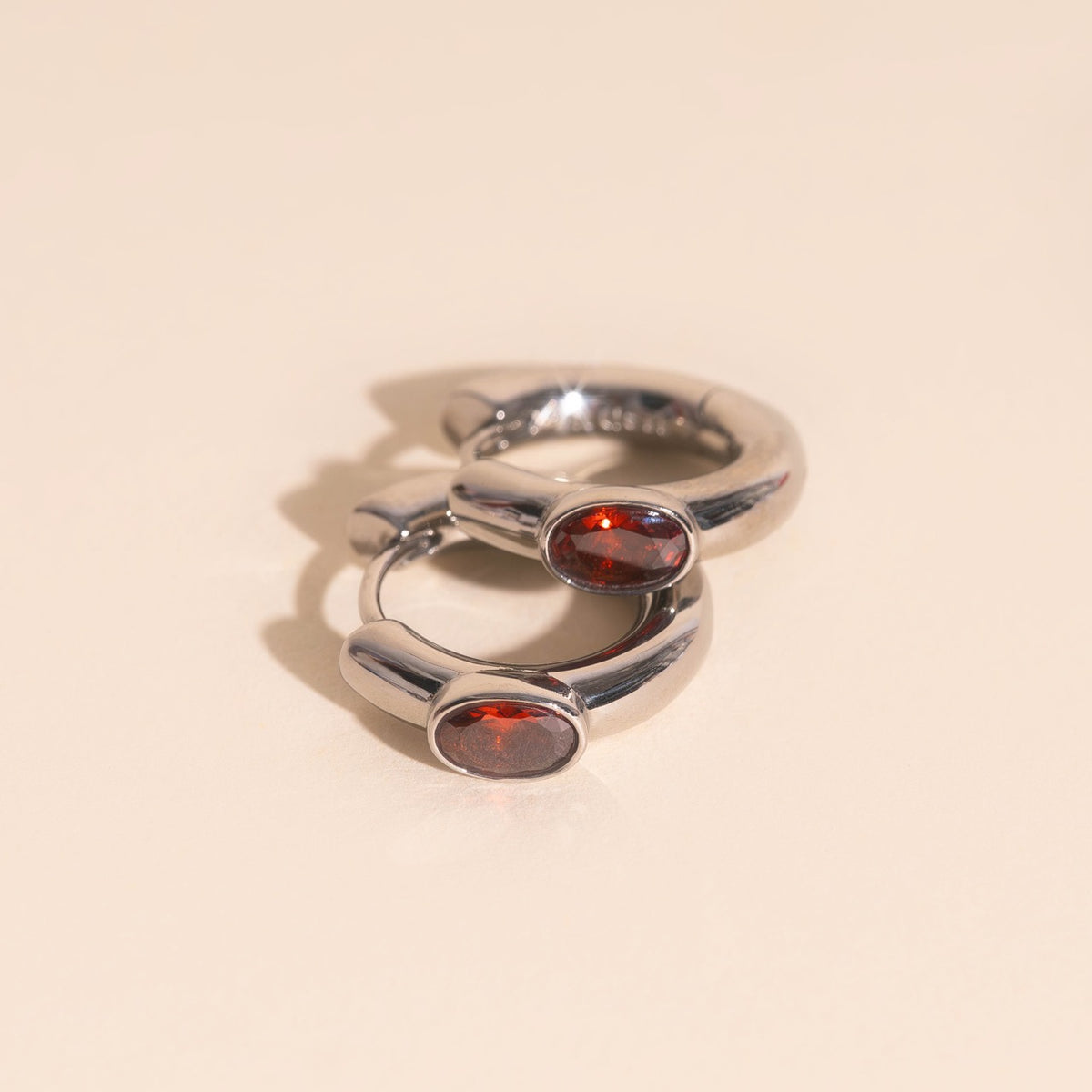 Ruby Chunky Rounded Huggie Hoop Earrings