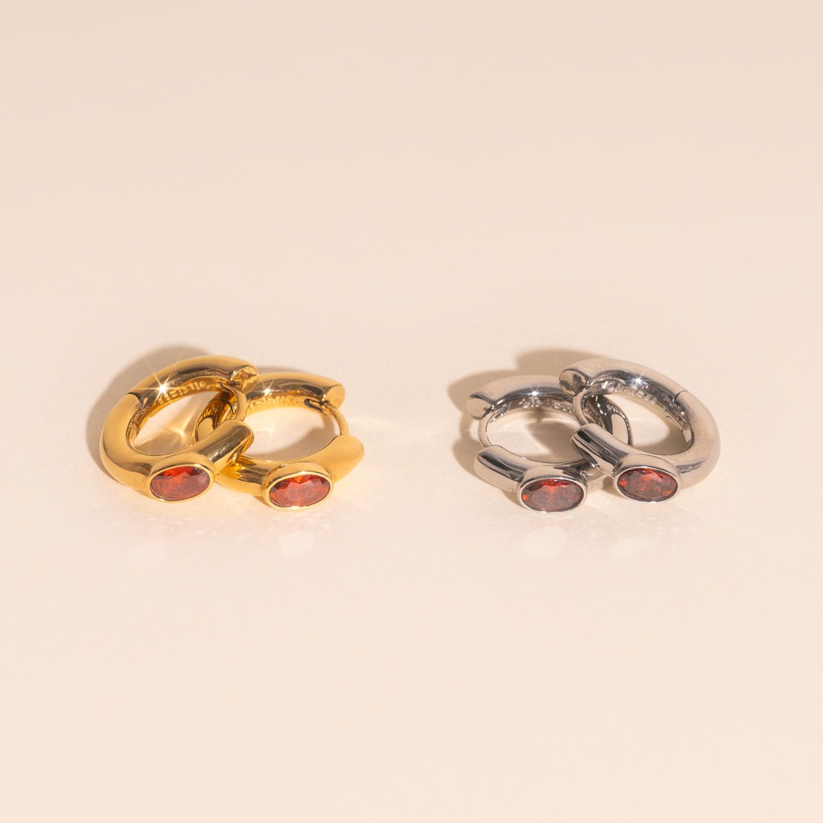 Ruby Chunky Rounded Huggie Hoop Earrings