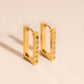 Rounded Stone Rectangle Huggie Hoop Earrings