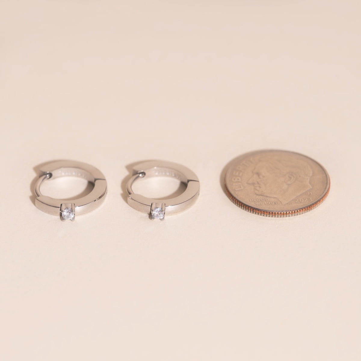 Single Stone Huggie Hoop Earrings