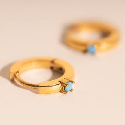 Single Stone Huggie Hoop Earrings